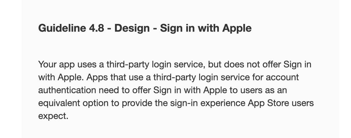 App rejected because it offers sign-up with Google and not Apple π