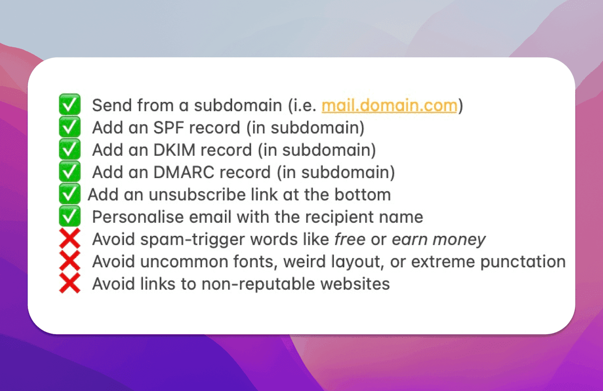A checklist to keep your emails out of spam