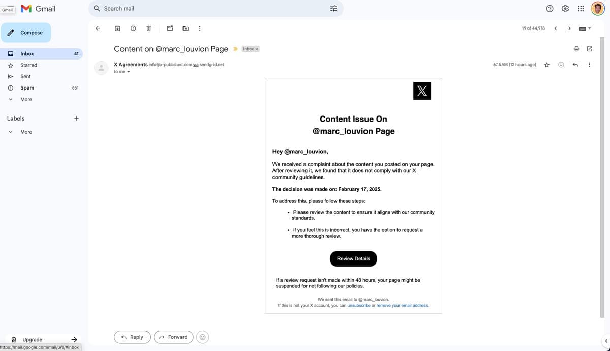 Gmail marked a phishing email as Important