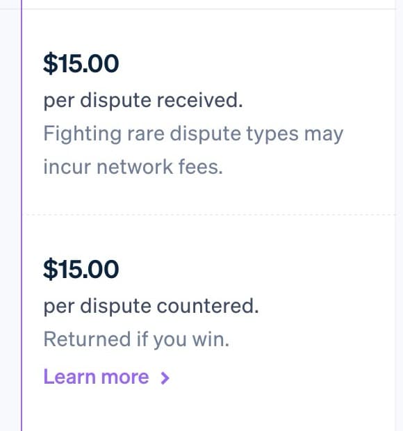 A Stripe dispute now costs me -$30