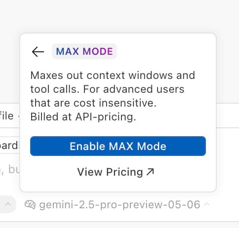 Max mode is for developers who are cost insensitive