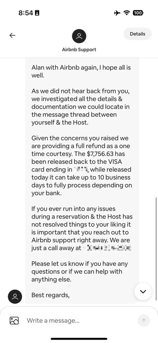 Airbnb refunded my entire $7,756 stay without me asking