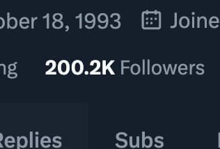 I hit 200,000 followers on X