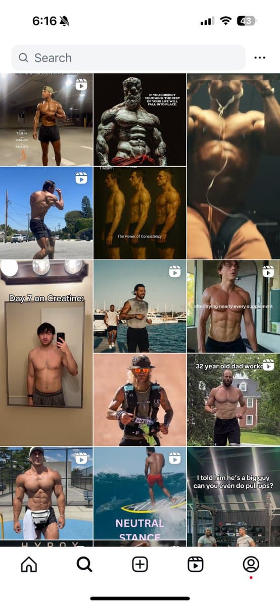 My Instagram feed after I started going to the gym
