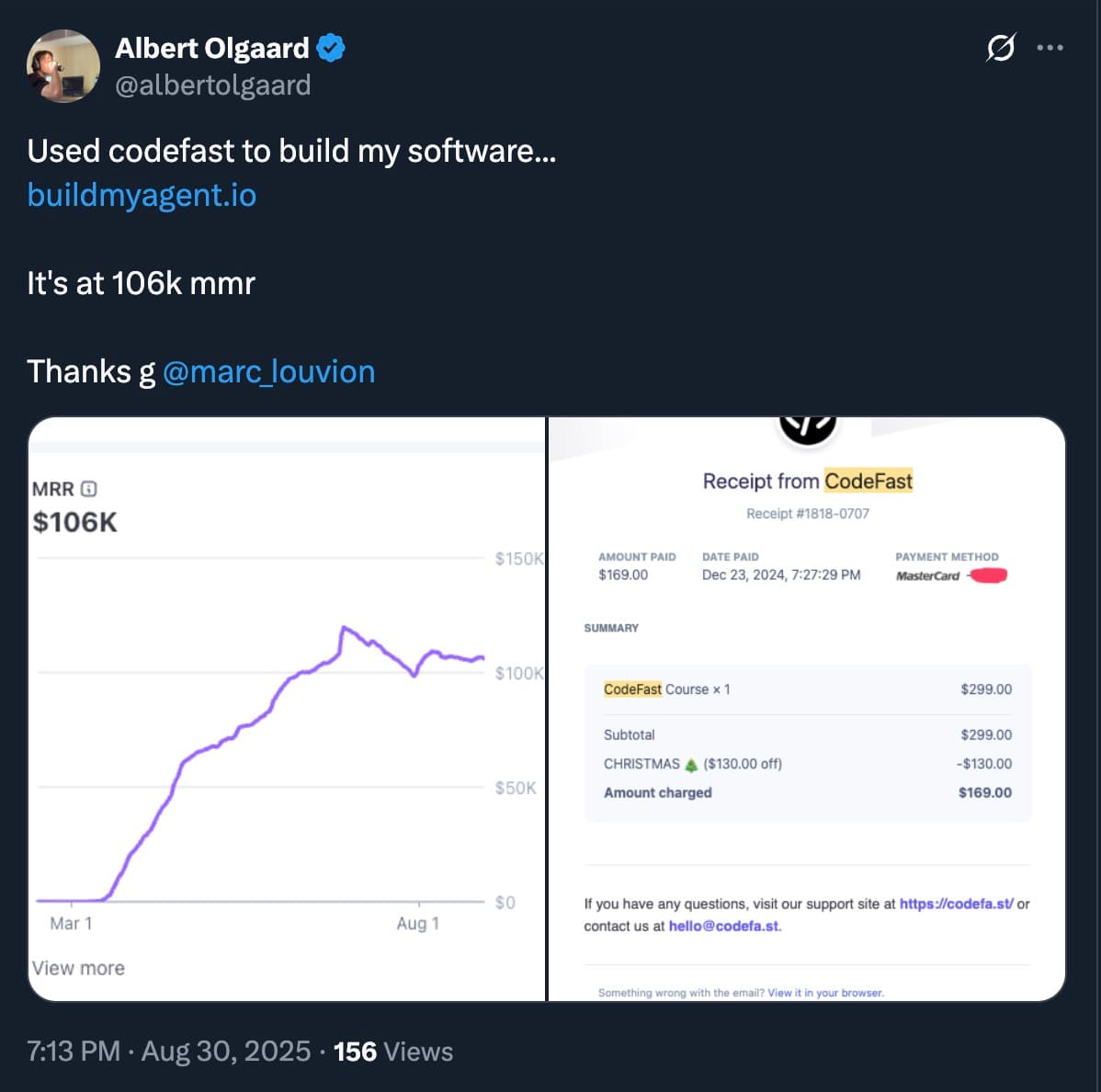Albert went from 0 to $106,000 MRR with vibe coding