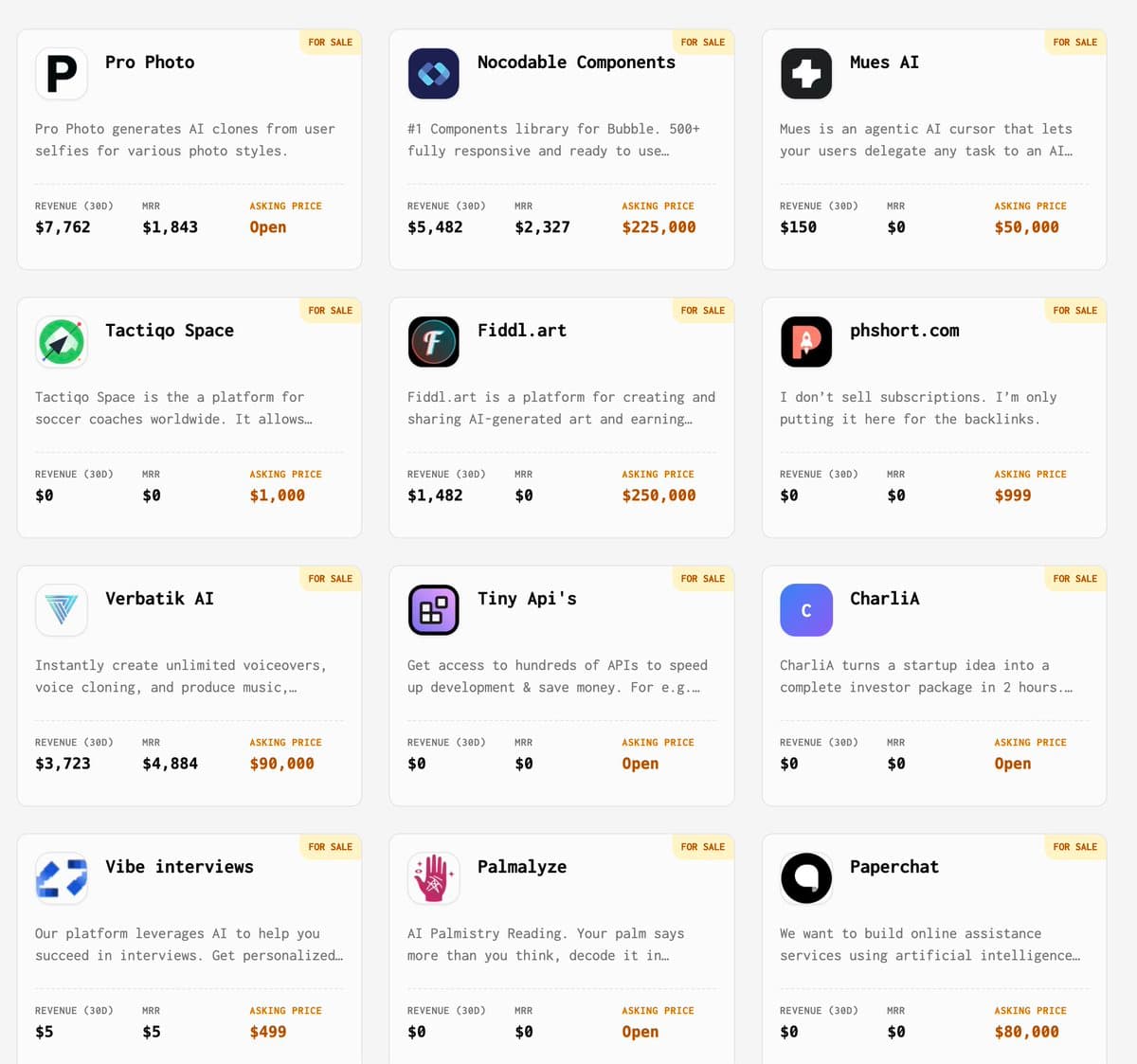 so many listed in a few minutes!!