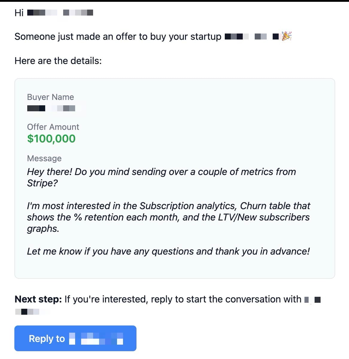 I got a legit $100,000 acquisition offer