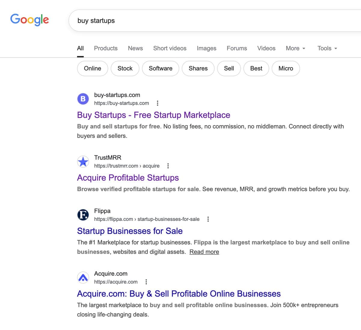 My vibe-coded startup marketplace ranks above top guns for buy startups