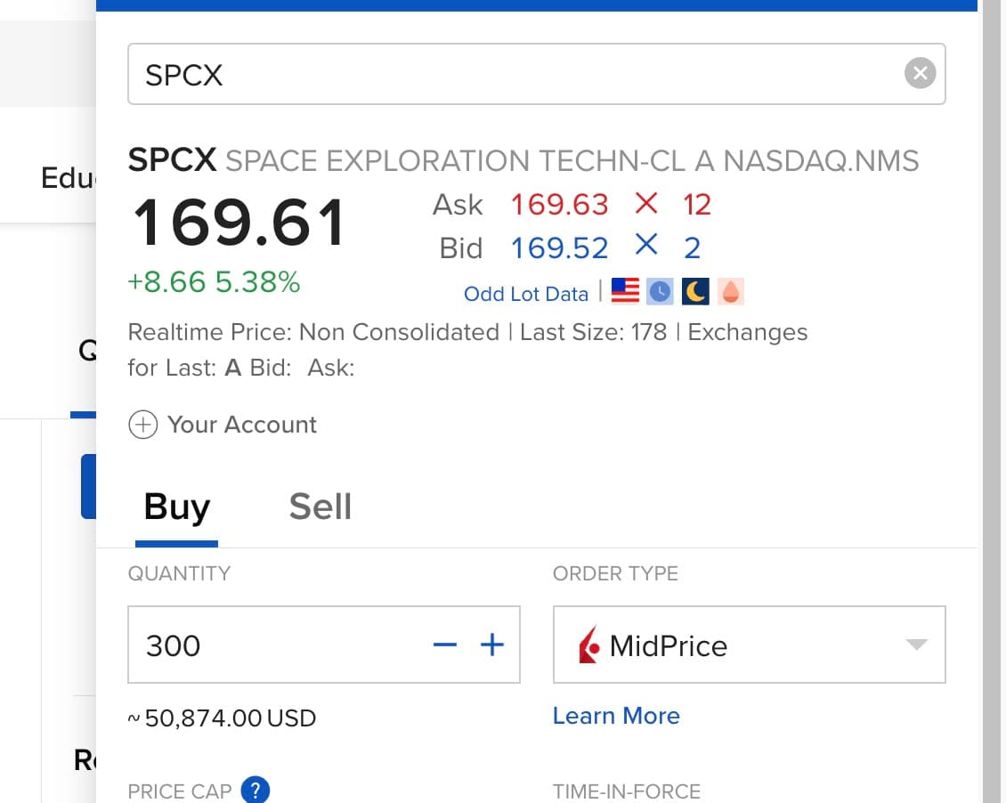 I bought 300 $SPCX shares for my children