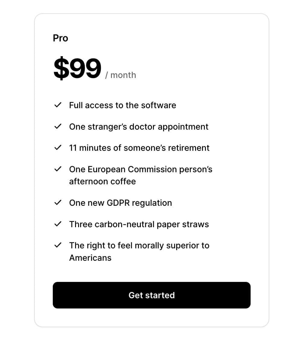 Running a business in Europe costs $99 plus absurd extras